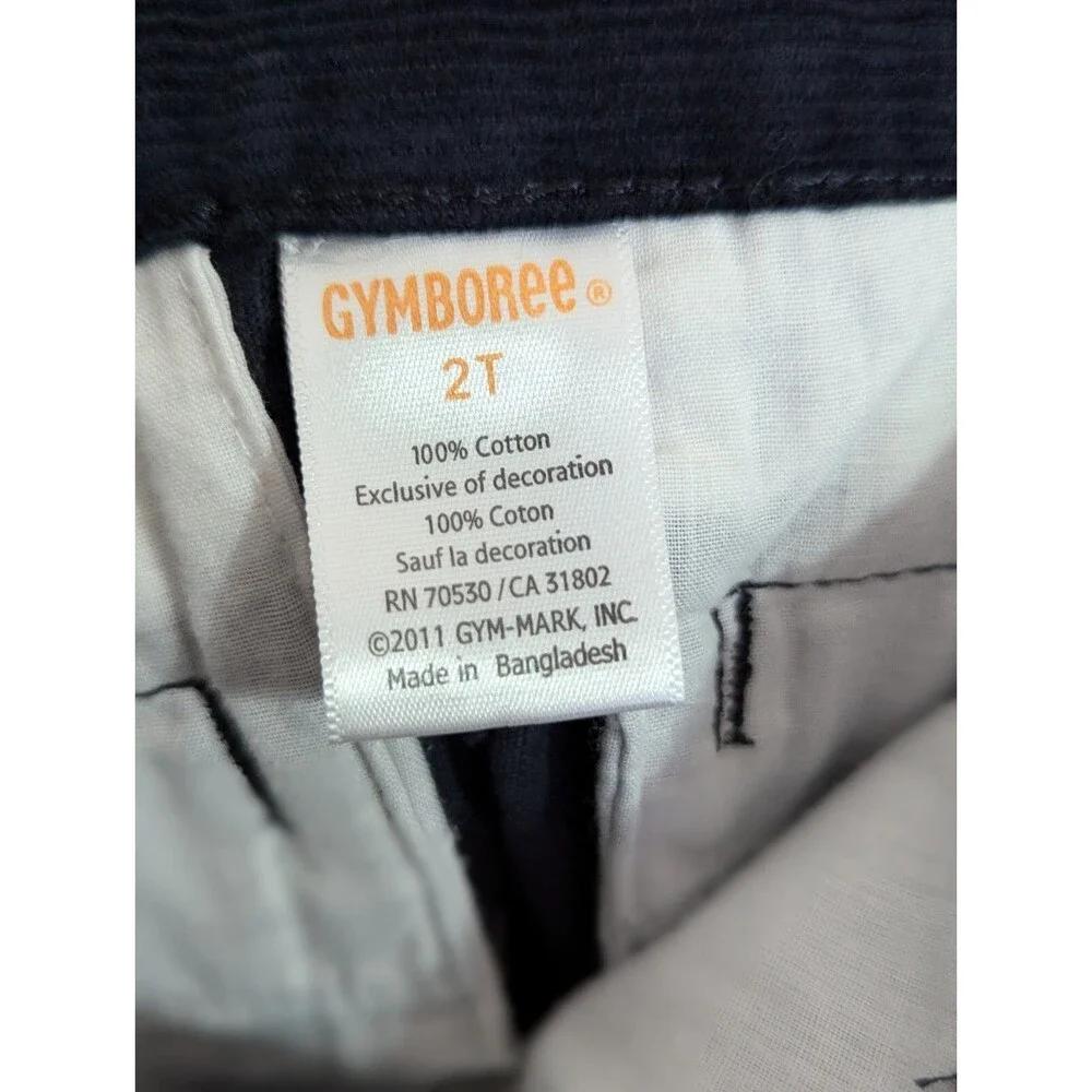Gymboree Corduroy Pants Jeans 2T Black Embroidered Beige Puppy Dog